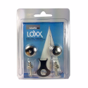 Loxx blister m/2 stk. trykknap,tap selvsk. 12mm og nøgle