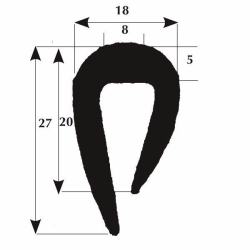 Fenderliste 27mm 8mm kant sort