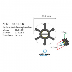 Albin Pump Impeller Kit PN 06-01-002