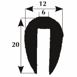 Fenderliste 20mm 6mm kant sort